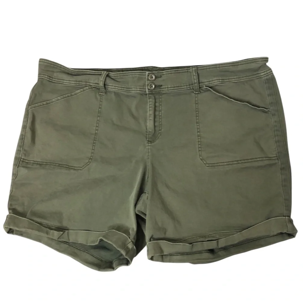 Torrid Olive Green Shorts Plus Size 26 Stretch Denim Utility Gorpcore Grunge